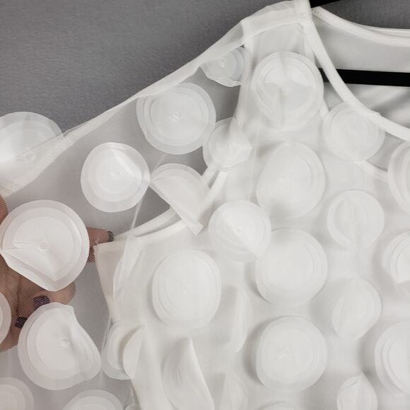 Applique Disc Chiffon Caftan Dress White Flowy Size 1X Fairy Resort Whimsical - Picture 4 of 10